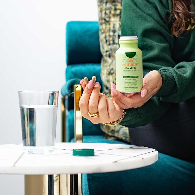 Semaine Daily Hormone Balance – Clearer Skin, Enhanced Moods, Deeper Sleep & Happier Hormones. Hormone-Free, Vegan Capsule, Multi-Symptom Support (60 ct)
