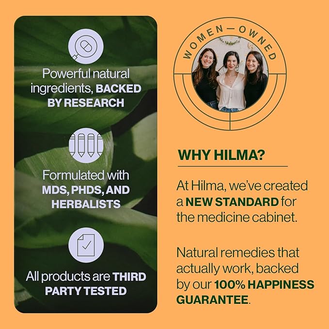 Hilma Pre and Probiotic with Herbs - Support Gut Health with Prebiotics and Probiotics, Plus Gas and Bloating Relief for Women & Men, 60 Vegan Capsules