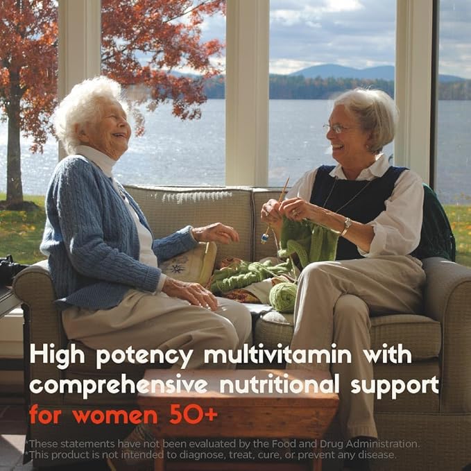Multivitamin for Women 50 Plus, PMS Relief, Skin, Hair & Nails, Supports Joint & Bone, Heart Health, Eye Health, Turmeric, Coq10, Ginkgo, Lutein, Black Cohosh, Vitamins B6, B12, D3, K2 (60Ct)