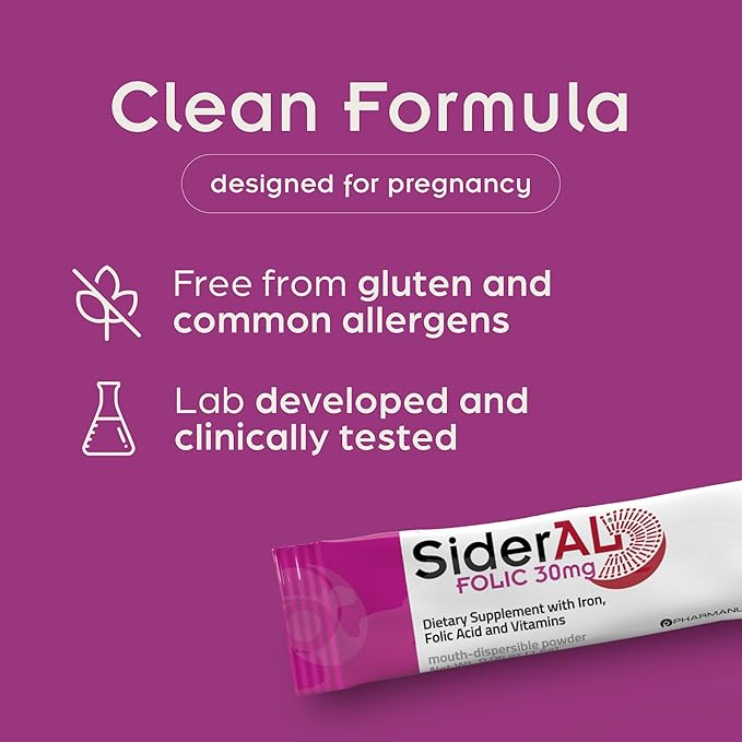 SiderAL Prenatal Vitamins for Women | Clinically Proven Iron Supplement for Women with Folic Acid, Vitamin C, D, B6, & B12 | Trusted Multivitamin for Pregnancy & Energy Support | 30 Powder Sticks