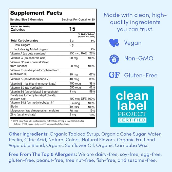 FIRST DAY Multivitamin for Women - Daily Womens Multivitamin Gummies - Vitamin A C D E B12, Magnesium, Zinc, Biotin – Vegan, Gluten Free Womens Vitamins - Hair Growth, Skin, Energy – 30 Day Supply