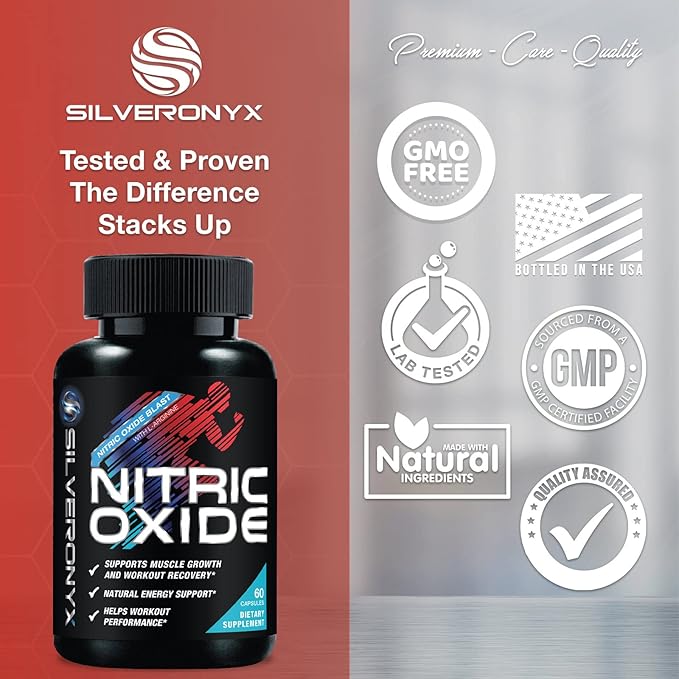 Extra Strength Nitric Oxide Supplement 3X Strength L Arginine, Citrulline Malate, AAKG, Beta Alanine - Premium Muscle Supporting Nitric Booster - Natural Energy & Heart Health Support - 60 Capsules