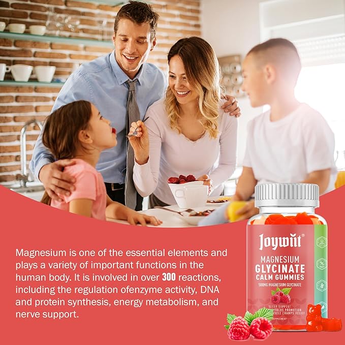 Magnesium Glycinate Gummies 500mg Magnesium Supplement Gummies, Threonate 200mg, Vitamin D,B6,B12,Calm Mood, Muscle Relief, Nerve Health, Bone Support- 60 Counts