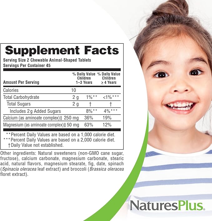 NaturesPlus Animal Parade Calcium, Vanilla Sundae Flavor - 90 Animal-Shaped Chewable Tablets - Pack of 2 - Promotes Healthy Bones - Vegan, Gluten Free - 180 Total Servings