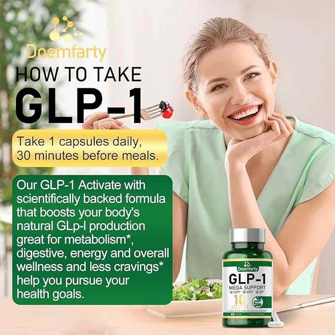 GLP-1 Probiotic | GLP-1 Supplement, GLP-Activate with 10 Billion CFU Multi-Strain Probiotics + Prebiotics, Naturally GLP 1 Production, GLP-1 Probiotic for Men & Women, 60 GLP-1 Capsule (1pcs)