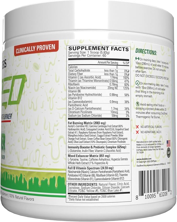 EHP Labs x Ghostbusters OxyShred Pre Workout Powder & Shredding Supplement - Preworkout Powder with Acetyl L Carnitine, Energy Boost Drink - Slimer Lime, 60 Servings