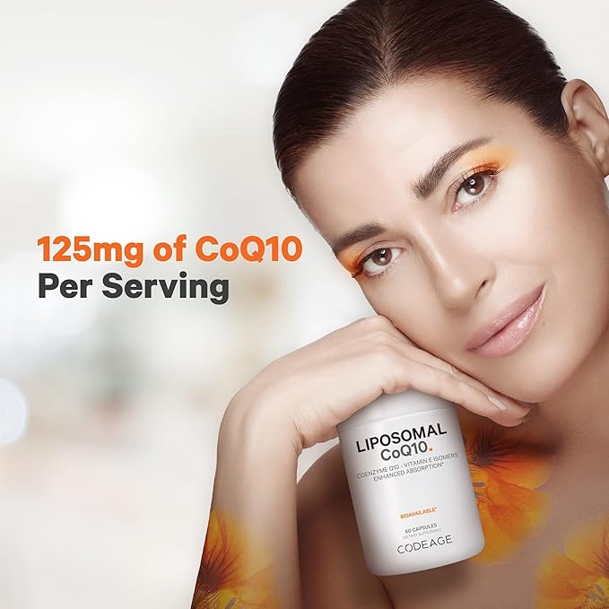 Codeage Liposomal CoQ10 Supplement - 125 mg Coenzyme Q10 with Vitamin E Isomers Tocopherols - 2-Month Supply - 1 Capsule Per Serving - Liposomal Delivery - Vegan, Non-GMO, Gluten-Free - 60 Capsules