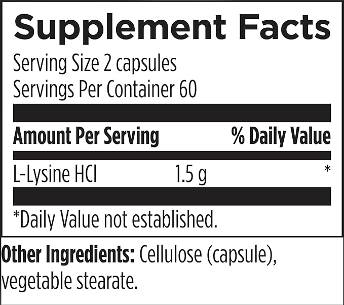Designs for Health L-Lysine HCL Pills 1500mg - Amino Acid Lysine Hydrochloride Nutritional Supplement for Adults - Immune + Bone Health Support - Vegan + Non-GMO (120 Capsules)