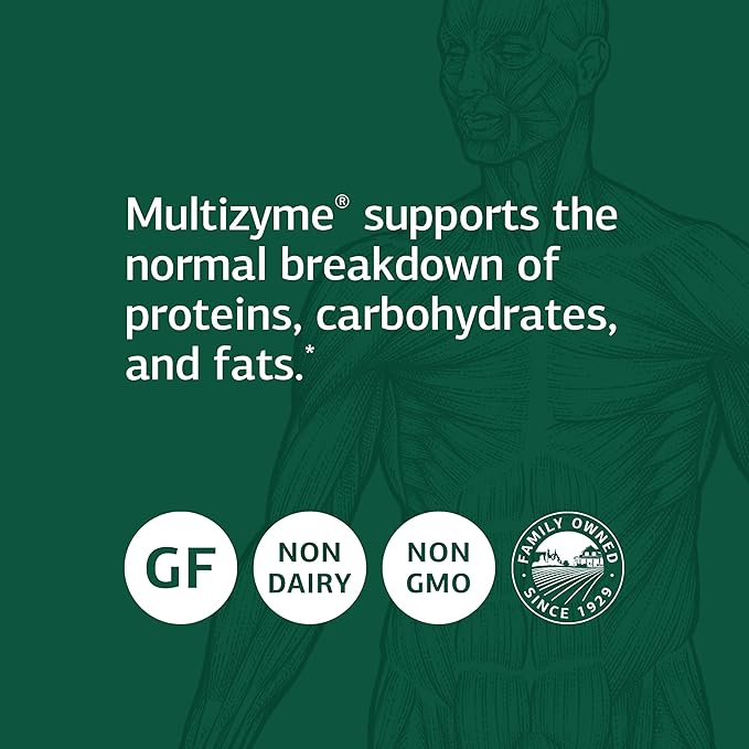 Standard Process Multizyme - Whole Food Pancreas Support, Pancreatin Digestive Enzymes, Digestive Health and Pancreatic Enzymes with Cellulase, Papain, Amylase, Lipase and More - 150 Capsules