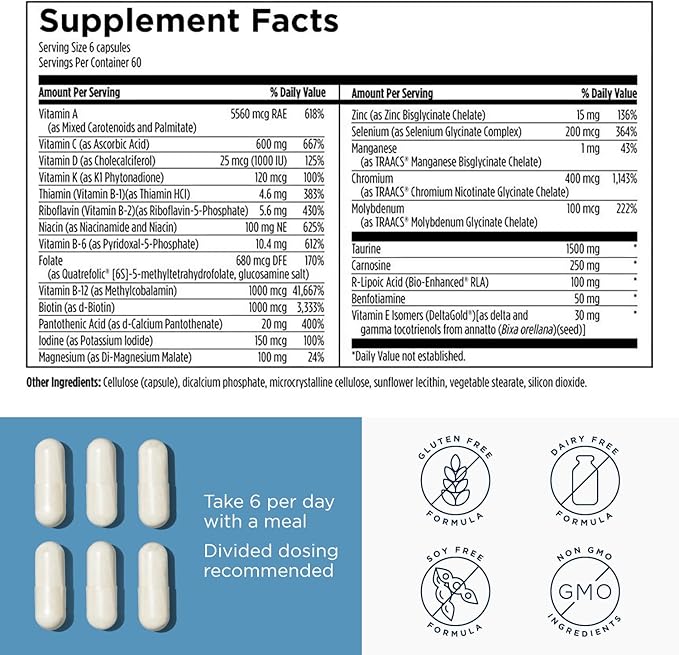 Designs for Health Metabolic Synergy - Multivitamin and Mineral Supplement with Chromium, Zinc, Selenium, R-Lipoic Acid, Vitamins + More (360 Capsules)