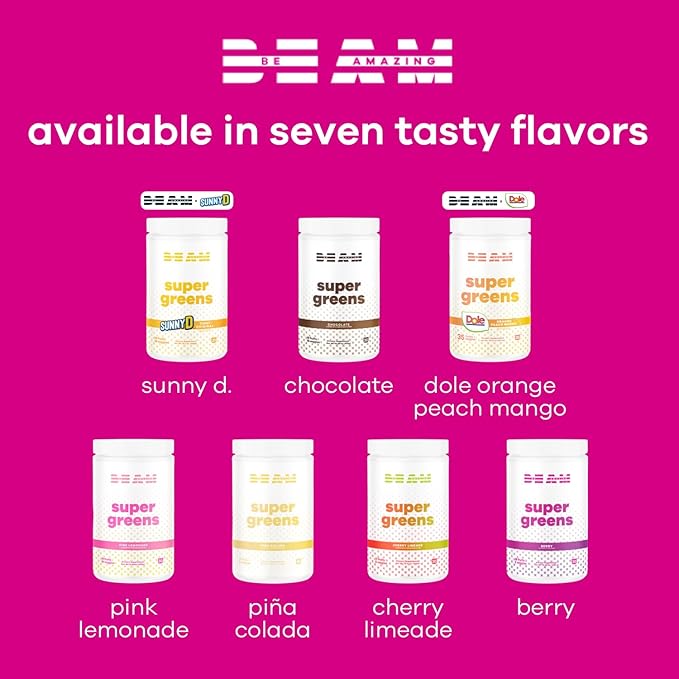 Be Amazing be Amazing Super Greens Powder with Prebiotics, Digestive Enzymes & Antioxidants | 18 Fruits & 8 Veggies | Gluten-Free Juice & Smoothie Mix | Pink Lemonade, 30 Servings, 342 g
