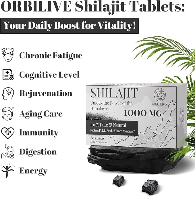 30,000 MG Shilajit Tablets, 100% Shilajit Pure Himalayan Organic, Shilajit for Men and Women Rich in Fulvic Acid & 85+ Trace Minerals, Shilajit Supplement for Energy & Immune System, 360 Count