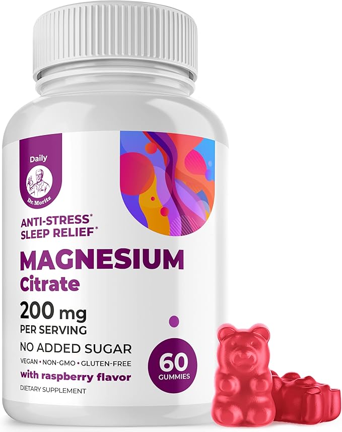 DR. MORITZ Magnesium Citrate Gummies for Adults - Sugar-Free Calm Magnesium Gummies - Raspberry Flavor - Non-GMO, 200 mg (60 Count)