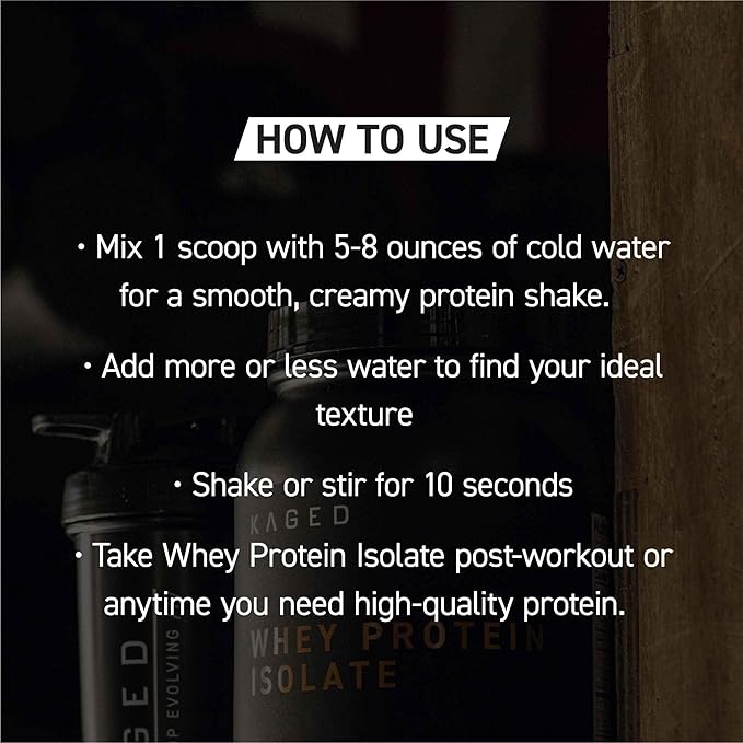 Kaged Whey Protein Isolate Powder, Vanilla, 100% Pure Low Lactose Whey, Post Workout Recovery Drink, Supports Muscle-Building, 25g per Serving, Amazing Taste and Easy Mix for Shakes, 25 Serving
