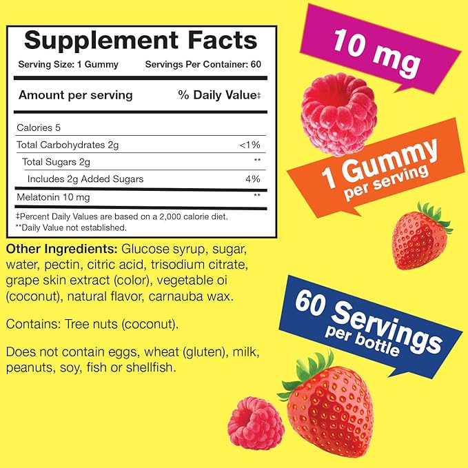 Vitamin B12 1000mcg + Melatonin 10mg, Gummies Bundle - Great Tasting, Vitamin Supplement, Gluten Free, GMO Free, Chewable Gummy