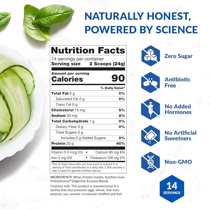 BioTrust Low Carb Lite, Low Calorie Protein Powder – Low Carb, Sugar Free, Low Sodium, Keto Protein Powder – 20g Grass-Fed Whey Protein Isolate with Digestive Enzymes – Unflavored, 14 Servings