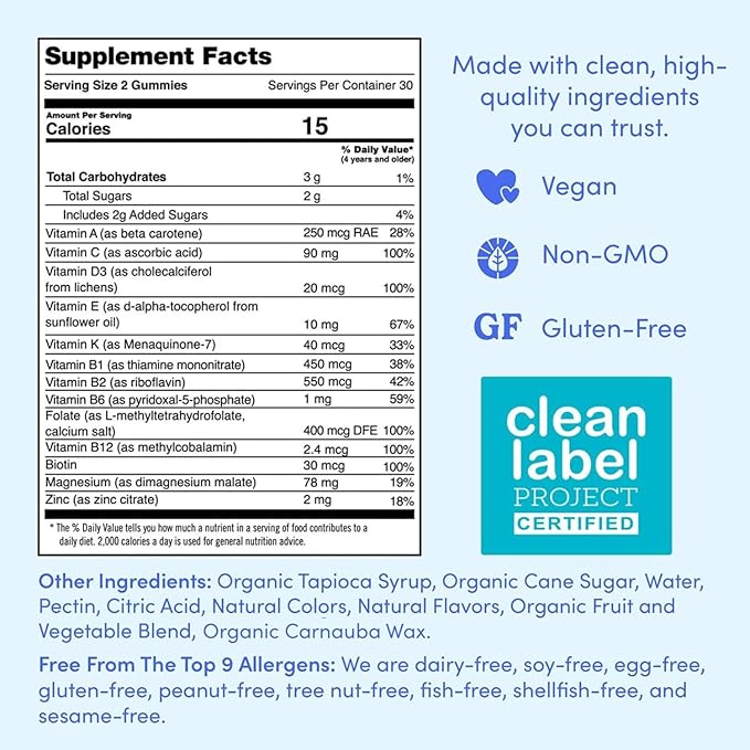FIRST DAY Multivitamin for Women - Daily Womens Multivitamin Gummies - Vitamin A C D E B12, Magnesium, Zinc, Biotin – Vegan, Gluten Free Womens Vitamins - Hair Growth, Skin, Energy – 30 Day Supply