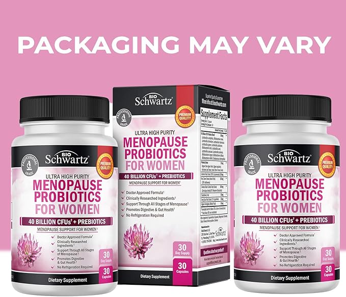 Menopause Supplements for Women - 40 Billion CFU Menopause Probiotics for Women - Support for Hot Flashes Night Sweats Mood Swings and Balance - Non-GMO, 30 Easy-Swallow Capsules, 30 Servings