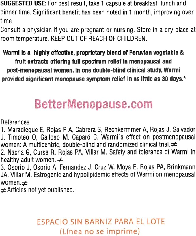 Lane Innovative - Warmi Menopause Support for Women, Natural Relief for Menopause & Beyond with Organic Maca Root, No Soy, No Estrogen (90 Servings)