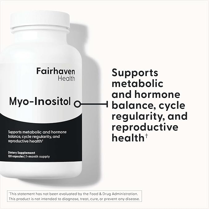 Fairhaven Health Myo-Inositol Supplement for Women and Men | Vitamin B8 2000mg | Vegan Inositol Powder Capsules | Gluten, Dairy and Soy Free | 120 Inositol Capsules