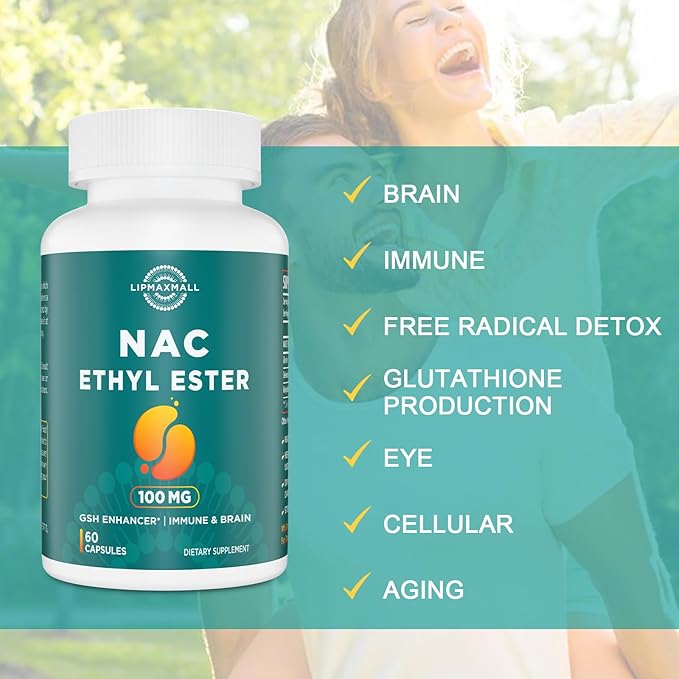 N-Acetyl Cysteine Ethyl Ester 100mg-More Absorption Than 1000mg NAC-with Glycine 600mg-Benefit Glutathione-Good for Immune System & Antioxidant for Adults,NACET(60 Capsules-1 Pack)