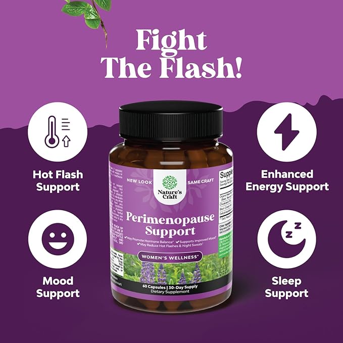 Complete Perimenopause Supplement for Women - Multibenefit Menopause Ease for Women with Maca Root Vitex Berry & Black Cohosh for Hot Flashes Night Sweats Hormone Balance and Mood Support (1 Month)