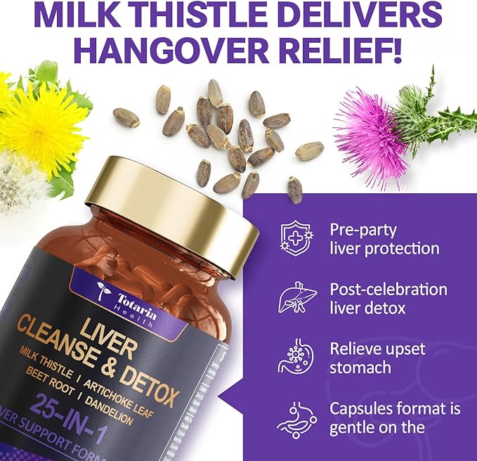 Liver Cleanse Detox & Repair 25-in-1 with Milk Thistle,Dandelion Root,Beetroot, Artichoke Extract for Liver Health Herb Liver Support Supplement Vitamins Zinc, Choline 90 Vegan Capsules
