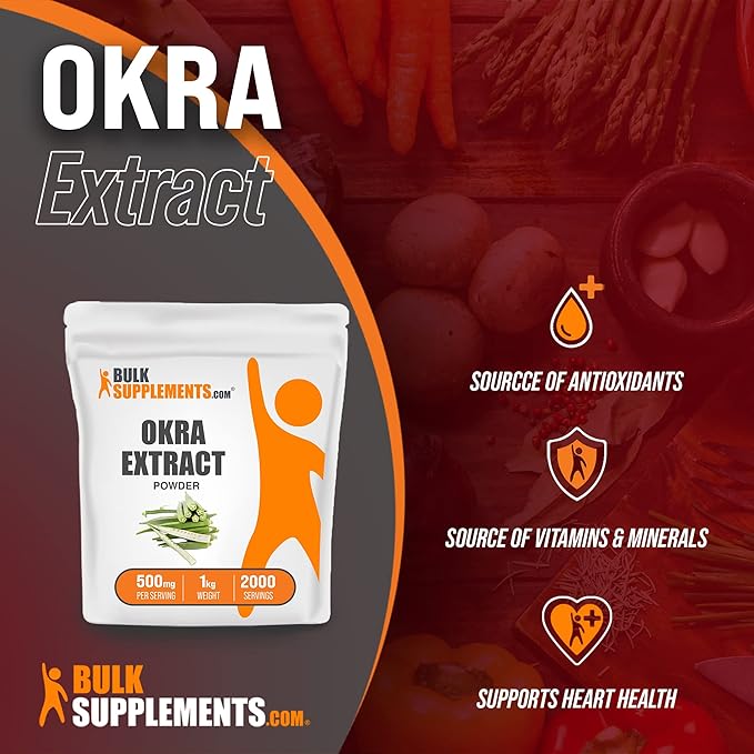BulkSupplements.com Okra Extract Powder - Digestion Supplement - Bowel Movement Supplements (1 Kilogram - 2.2 lbs)