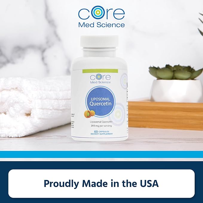 Core Med Science Liposomal Quercetin, 200mg (60 Capsules) - Quercetin Supplement Supports Vitamin C and Zinc Absorption - Promotes Immune System & Heart Health, Gluten-Free & Dairy-Free