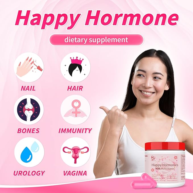New Upgrade PCOS Multivitamin,2024 Happy Hormones,Hormone Balance for Women-Cycle Support Supplements-Menopause and Mood Support Supplement PMS Support for Women (1)