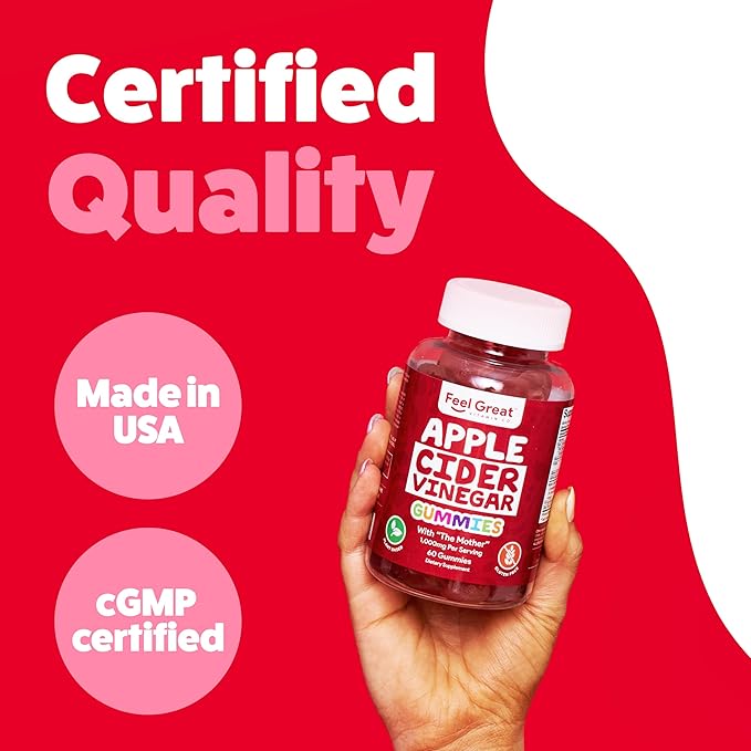 Feel Great Vitamin Co. Apple Cider Vinegar Gummies | Contains The Mother | Natural Antioxidant Digestive Support Healthy Nutrient Absorption