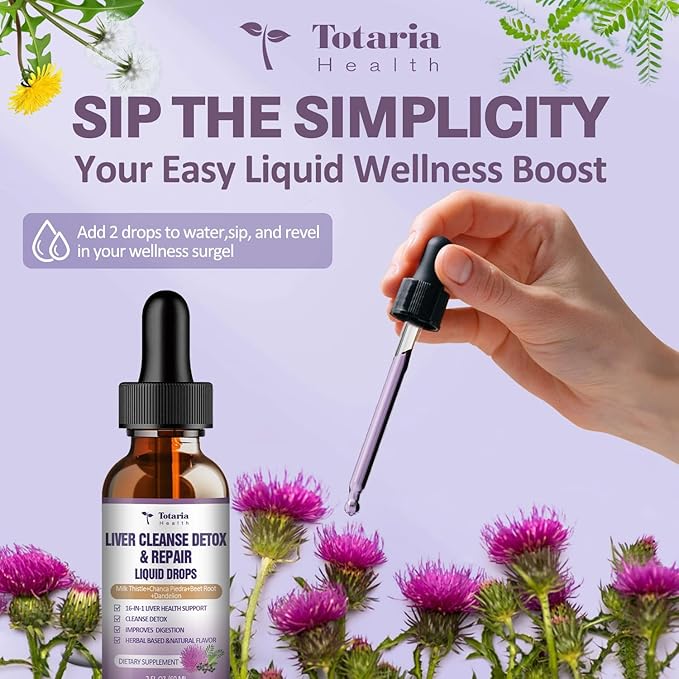 Liver Cleanse Detox & Repair Liquid,1100mg Milk Thistle Supplement Dandelion Root and 16+ Herbs for Liver Support Active Liver Health Formula No Sugar Vegan Non-GMO and All-Natural