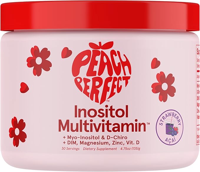 Inositol Powder Multivitamin, Strawberry Acai Flavor – 4g Myo-Inositol & D-Chiro Inositol, DIM, Zinc, Magnesium Glycinate, Vitamin D3 – Supports Women’s Health, Cycle, Energy, 30 SVG