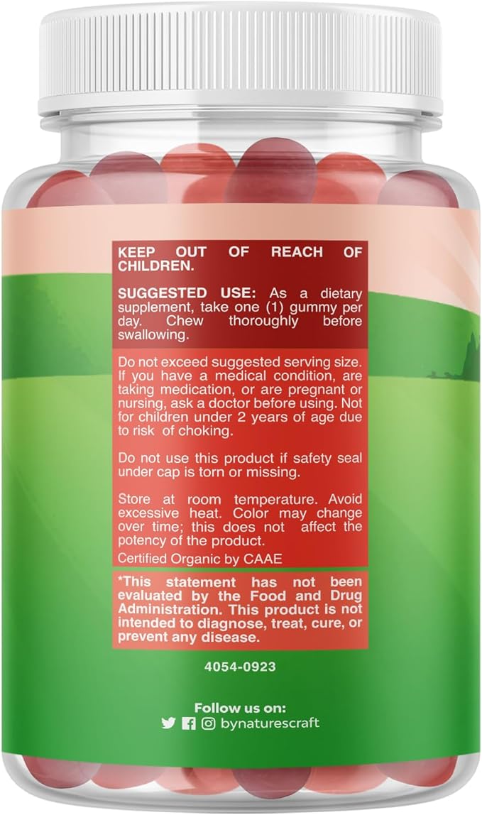 Natures Craft Organic Vitamin D Gummies for Kids - Vegan Kids Immunity Support Gummies with Vitamin D for Daily Teeth Muscle & Bone Support - Organic D3 Non GMO & Gluten Free 2 Month
