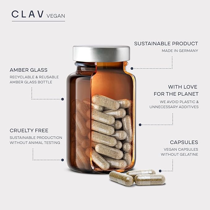 CLAV Organic Milk Thistle & Artichoke Extract Complex -Rich in Silymarin & Bitters - Liver Support + Detox Supplement - 120 Capsules (60 Days Supply) - Vegan - Made in Germany