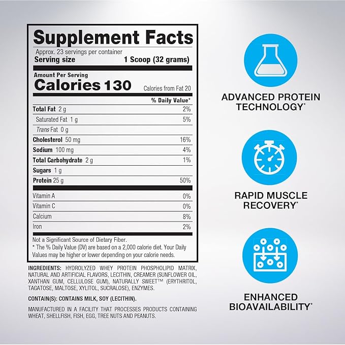BPI Sports Hydro HD - 100% Hydrolyzed Whey Protein Powder - Muscle Growth, Recovery, 25g of Protein, Low Carb, Low Sugar, Fast Absorbing (23 Servings, Chocolate Lava Cake)