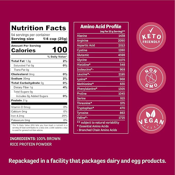 Judee’s Brown Rice Protein Powder (80% Protein) 3 lb - 100% Non-GMO and Sprouted - Dairy-Free and Keto-Friendly - Gluten-Free and Soy-Free - Plant-Based Protein