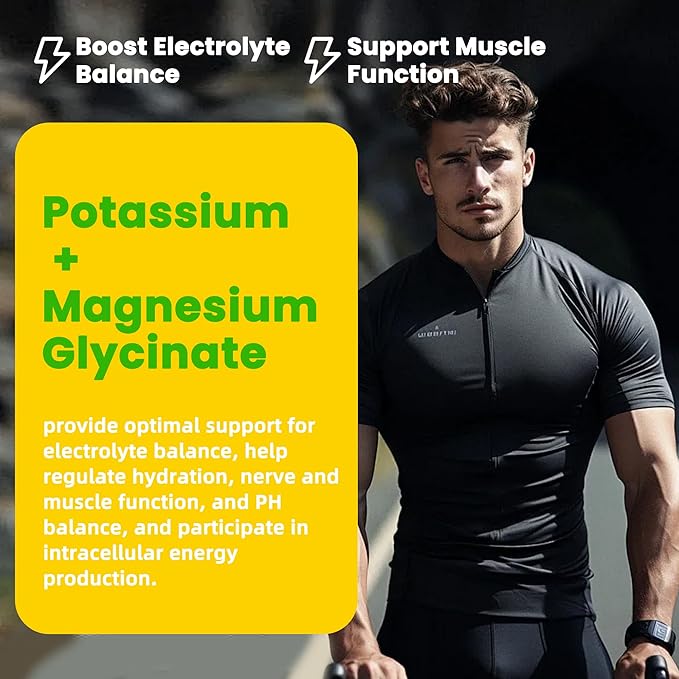 Potassium Magnesium Gummies,High Absorption Magnesium Glycinate,B6,D3,Potassium Citrate for Leg Cramps,Muscle,Electroyte for Adults Kids,Sugar-Free, 60 Gummies (Pineapple)