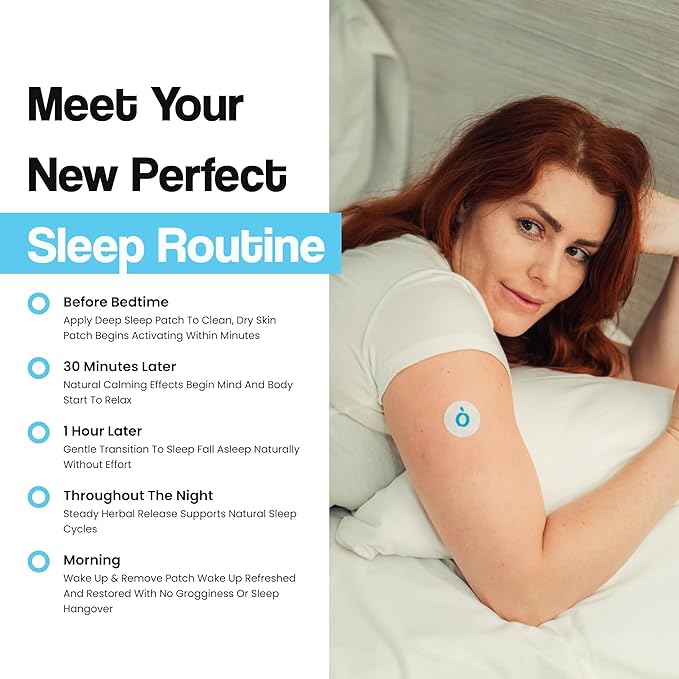 Natural DEEP Sleep Patches for Adults | 5X Extra Strength Sleep Patch: 8-Hour Time-Release Formula | Sleepy Stickers with Ashwagandha, Magnesium, Passionflower, Valerian Root, Lemon Balm & Chamomile