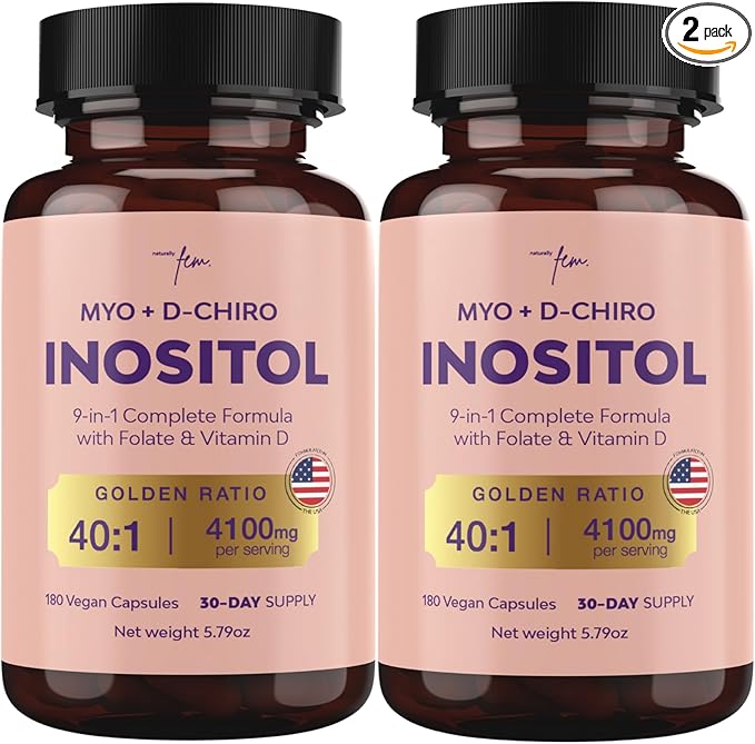 Premium Inositol Supplement Bundle - Myo-Inositol & D-Chiro Inositol Supplement for Women 4100mg (40:1 Ratio) – 9-in-1 Hormonal & Metabolic Support with Folate, Vitamin B6, B12, D3, Zinc & Chromium