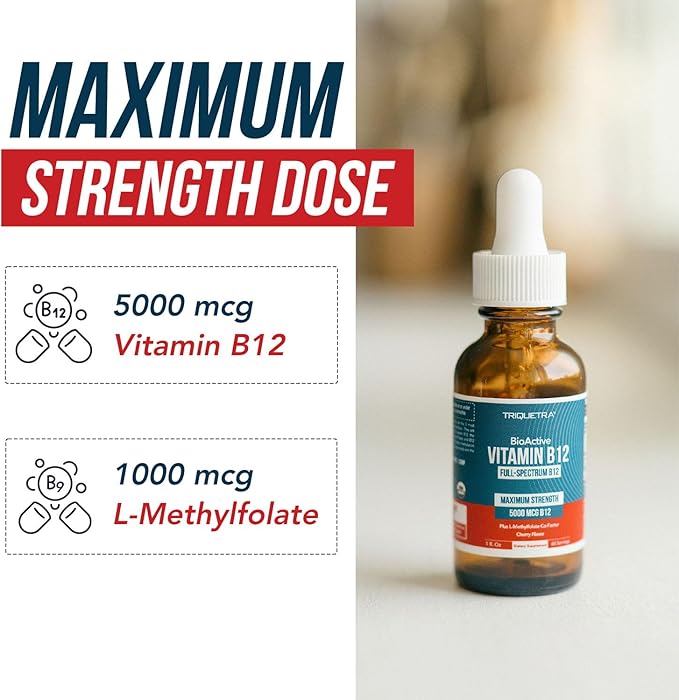 BioActive Vitamin B12 5000 mcg | Contains 3 BioActive Forms B12 Plus Methylfolate Cofactor - Methyl B12, Adenosyl B12 & Hydroxy B12 | Sublingual Form, Berry Flavor, Organic, Vegan (60 Servings)