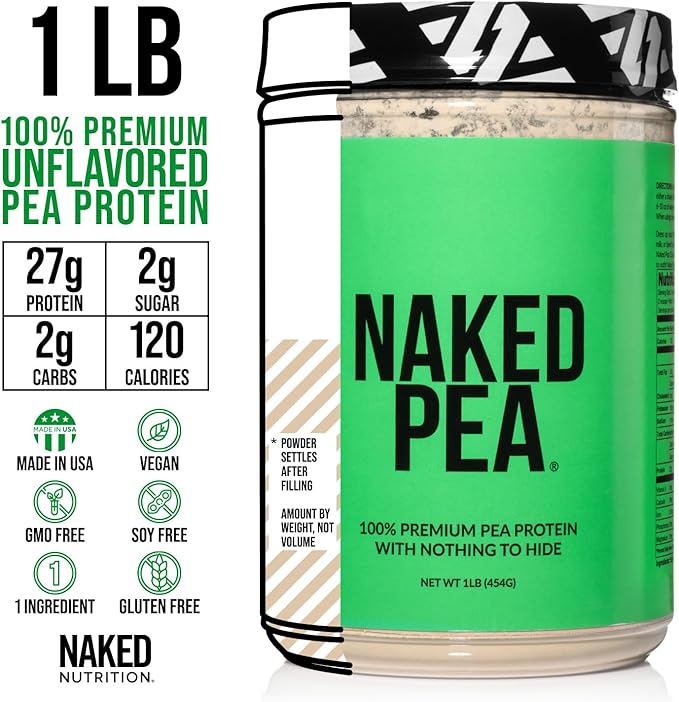 Naked Pea - Pea Protein Isolate - Plant Based, Vegetarian & Vegan Protein. Easy to Digest, Non-GMO, No Lactose, No Soy and Gluten Free - 15 Servings