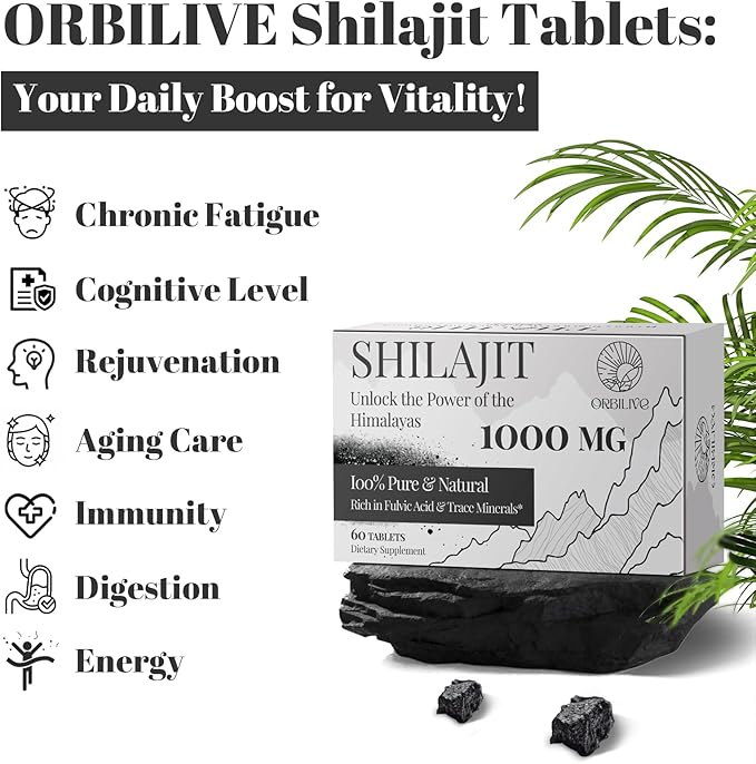 30,000 MG Shilajit Tablets, 100% Shilajit Pure Himalayan Organic, Shilajit for Men and Women Rich in Fulvic Acid & 85+ Trace Minerals, Shilajit Supplement for Energy & Immune System, 240 Count