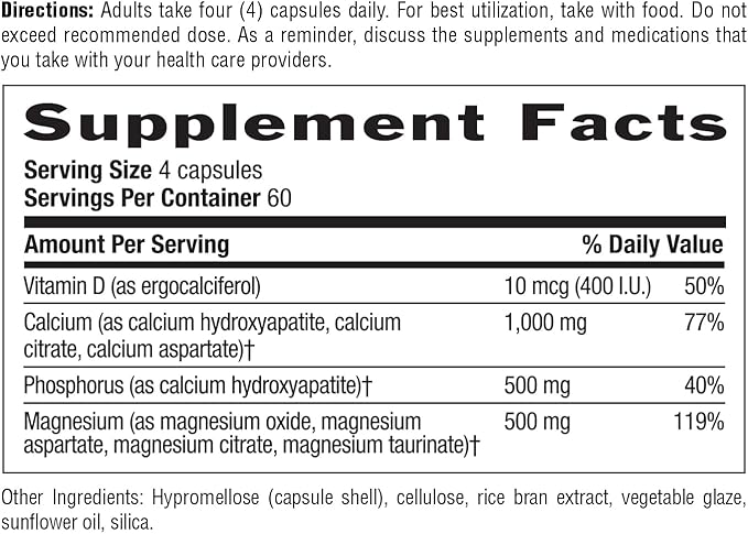 Country Life Target-Mins Calcium Magnesium with Vitamin D-Complex, 1000mg/500mg/10mcg, 240 Vegan Capsules, Certified Gluten Free, Certified Vegan, Verified Non-GMO Verified