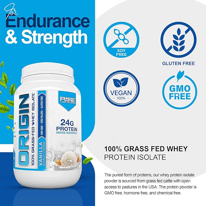 100% Grass Fed Vanilla Protein Isolate- Keto, Low Carbs-2lbs
