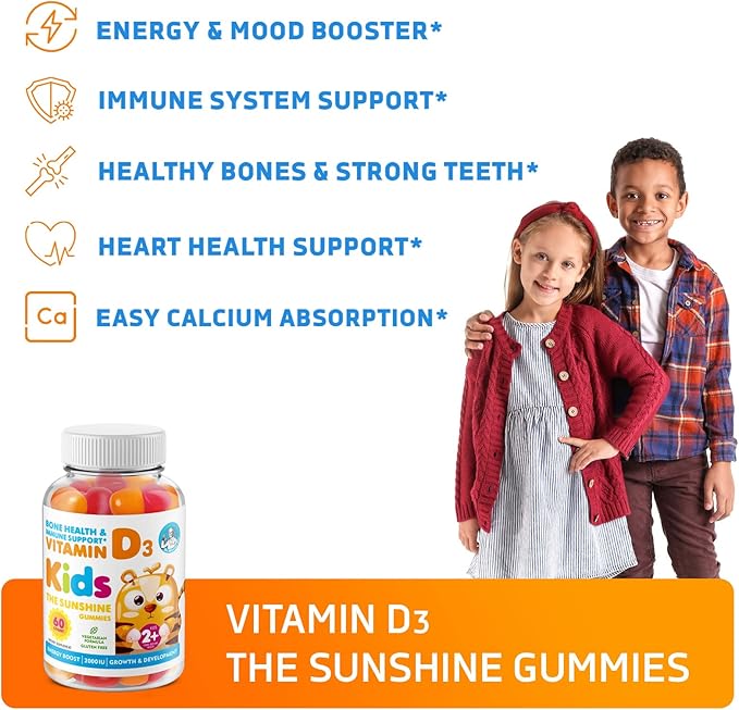 DR. MORITZ Vitamin D3 Gummies for Kids & Adults 2000 IU - High-Absorption Vitamin D Kids Gummies Supplements - Vegetarian, Immune Support D3 for Adults & Kids (60 Count)