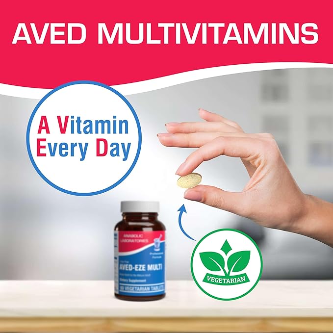 Iron Free Daily Multivitamin for Men and Women with Digestive Blend, 60 Tablets - AVED Eze Daily Multi Vitamin and Minerals Health Supplement - Vitamins A, C, D, E, Vitamin B Complex,
