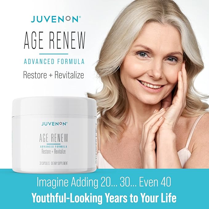 Juvenon AgeRenew Beta Glucan Anti Aging Immunity Support Supplement, Beta Glucan with Zinc Quercetin for Immune Defense Boost