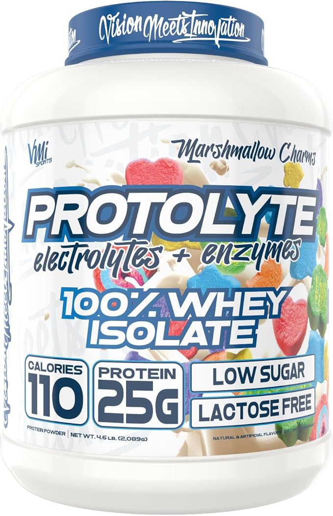 VMI Sports | ProtoLyte Whey Isolate Protein Powder | Low Calorie Whey Protein Powder for Weight Loss | Protein Powder for Muscle Gain | Digestive Enzymes | Non-GMO (Marshmallow Charms, 4.6 Pounds)