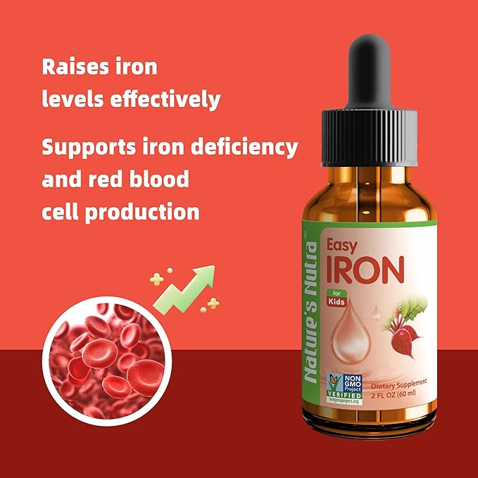 Nature's Nutra Easy Iron, Premium Liquid Iron for Baby, Infant, Kids and Children, Ferrochel, Anemia, Hemoglobin, Non-GMO, Kosher, 2 Fl. Oz (60ml)